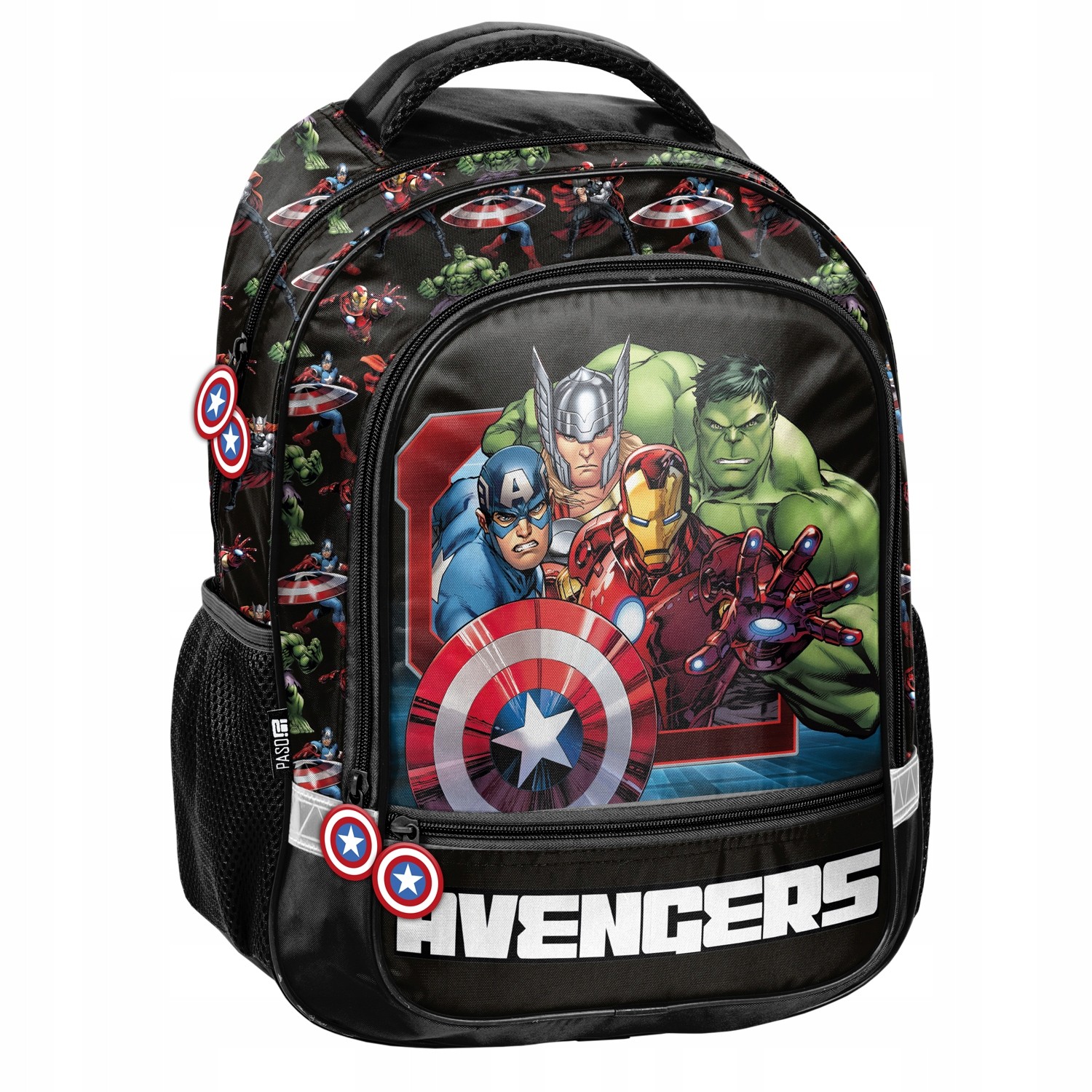 Avengers Paso viackomorový školský batoh čierny, Odtiene červenej, Odtiene modrej, Odtiene zelenej, Viacfarebné 18 l